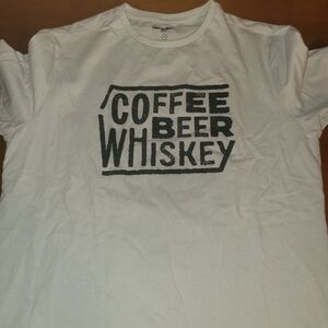 Goodfellow & Co “Coffee Beer Whiskey” Graphic Tee | White Casual Men’s T-Shirt |